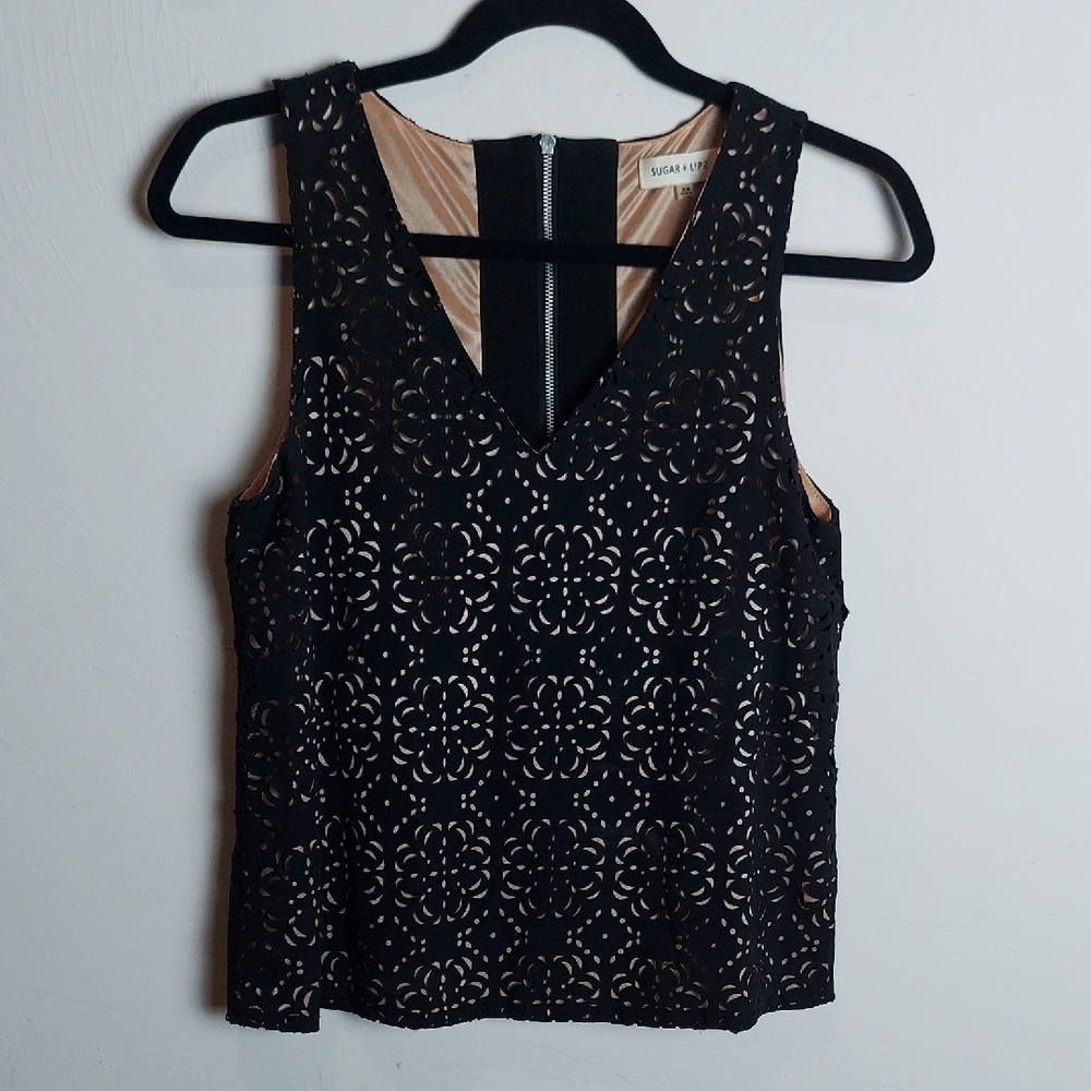 Sugarlips Black Cropped Cut Out Tank Top